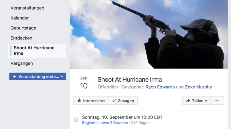Floridas Sheriff warnt: Schüsse auf "Irma" könnten gefährliche Nebenwirkungen haben