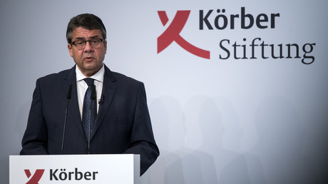 Der geschäftsführende deutsche Außenminister Sigmar Gabriel bei seiner Grundsatzrede in der Körber Stiftung