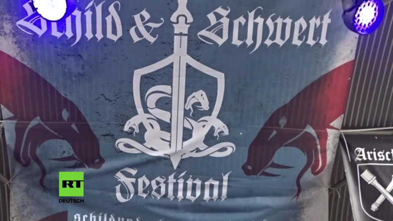 Proteste gegen rechtes "Schild und Schwert"-Festival in Sachsen