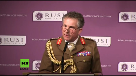 Der Generalstabschef der britischen Armee, General Sir Nicholas Carter, während seiner Rede am 22. Januar 2018 beim Royal United Services Institute (RUSI).