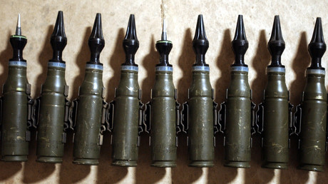 Munition mit abgereichertem Uran der US-Armee 2004 in Tikrit, Irak.