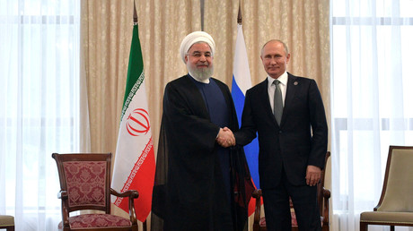 Der iranische Präsident Hassan Rohani und der russische Präsident Wladimir Putin, Bischkek, Kirgisien, 14. Juni 2019.