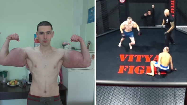 Kampftauglich? Nach Schlagzeilen wegen aufgepumpten Ballonarmen - "Russischer Popeye" bei MMA-Kampf