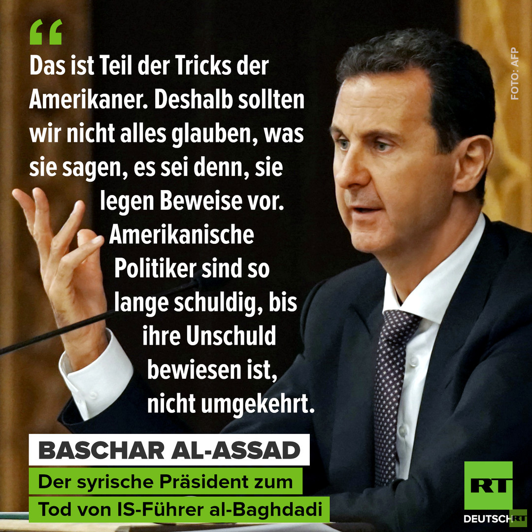 "Tricks der Amerikaner": Assad zweifelt am Tod al-Baghdadis und zieht Parallelen zu Bin Laden
