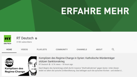 In eigener Sache: YouTube-Kanal von RT Deutsch wegen eines zwei Jahre alten Videos gesperrt