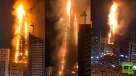 Wolkenkratzer im Emirat Schardscha geht in Flammen auf