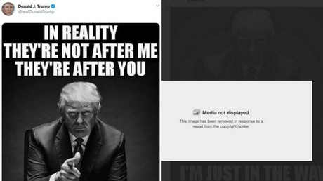 Twitter entfernt Trumps Post mit seinem eigenen Foto wegen angeblicher Verletzung der Urheberrechte