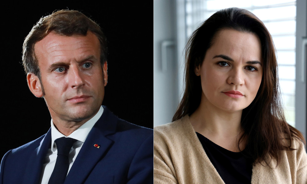 Treffen zwischen Macron und weißrussischer Oppositionsführerin Tichanowskaja in Vilnius