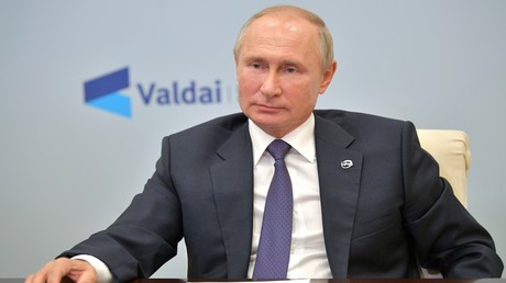 Russlands Präsident Wladimir Putin am 22. Oktober bei einer Videoschalte im Waldai-Diskussionsforum.