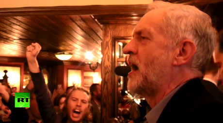 Singing socialist: New Labour leader Corbyn celebrates with ‘The Red Flag’ anthem in London pub