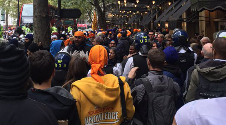 Police officer injured in #SikhLivesMatter protest outside Indian Embassy