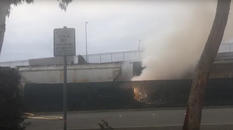 Truck catches fire and crashes into train in San Francisco – reports