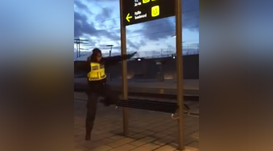 Parkour patrol: Swedish police keep warm on train station (VIDEO)