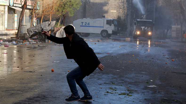 Turkish police tear-gas Kurds protesting crackdown in country’s southeast