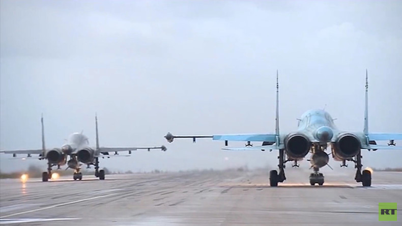 1st VIDEO of Russian jets taking off for home from Syria airbase