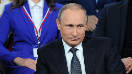 President Vladimir Putin attending the Russian Popular Front's third 