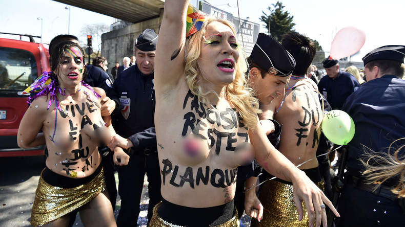 Femen Activists Arrested In Paris After Topless Protest Against National Front Video Rt World News