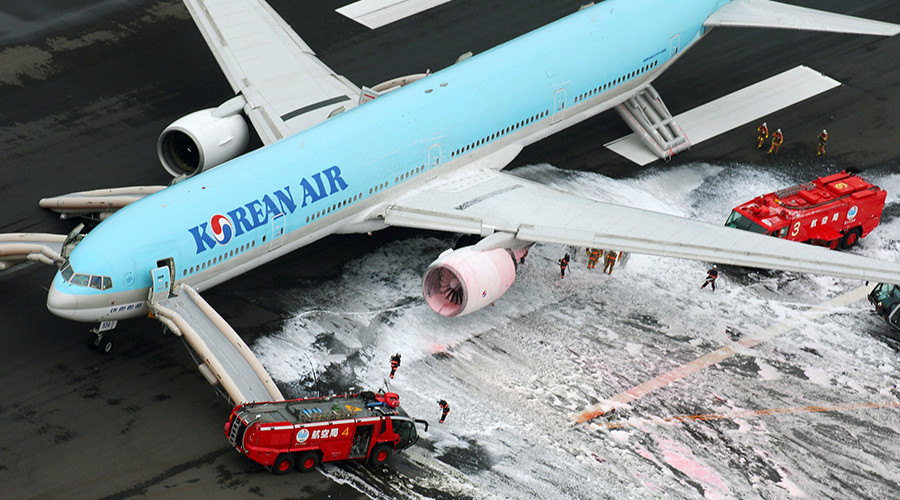 Dramatic Runway Rescue In Tokyo Airport Koreanair Jet Catches Fire