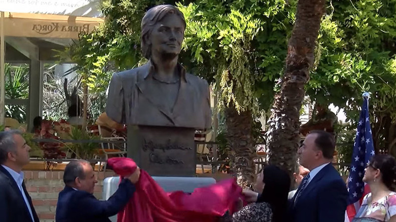 She’s not president yet! Hillary Clinton gets monument in Albania (VIDEO)