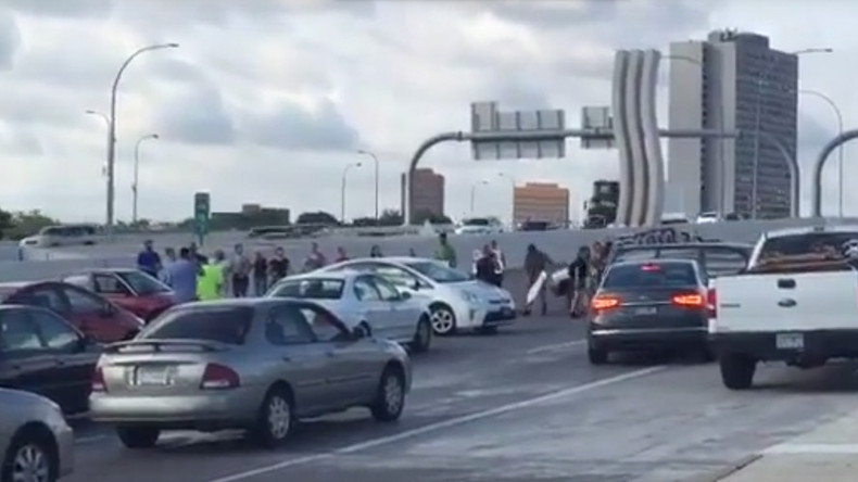 Picture Of Protesters Blocking Traffic