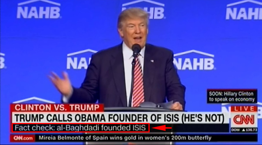 CNN called out for (incorrect) onscreen ‘fact check’ of Trump’s claim Obama founded ISIS