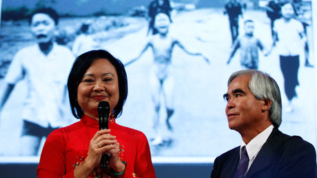 Photojournalist Nick Ut and Kim Phuc (L) attend the presentation of the latest Leica equipment at Photokina 2012, the world's largest fair for imaging, in Cologne © Ina Fassbender