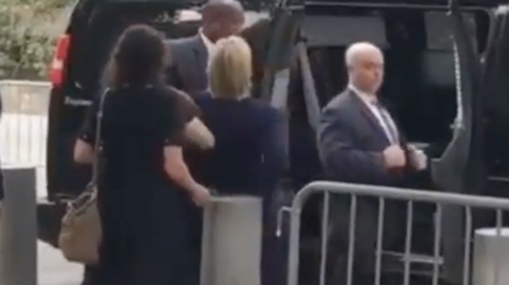 Hillary Clinton slips twice on stone steps during India visit (VIDEO)
