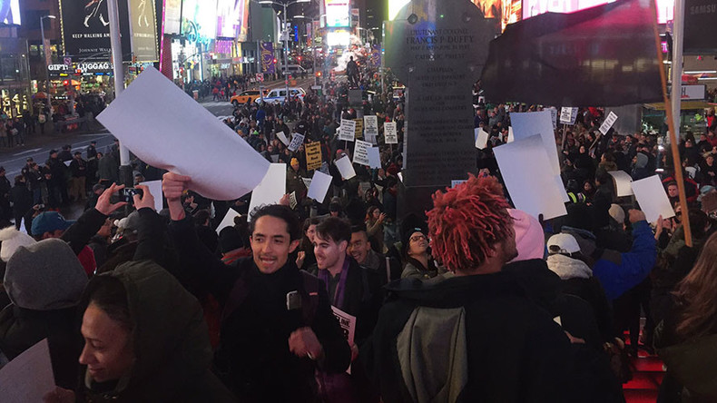 DAPL protesters for Sophia Wilansky burn US flag, occupy Times Square