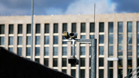 Surveillance cameras overlook the building site of the new headquarters of the Bundesnachrichtendienst (BND), Germany's Federal Intelligence Service in Berlin October © Tobias Schwarz 