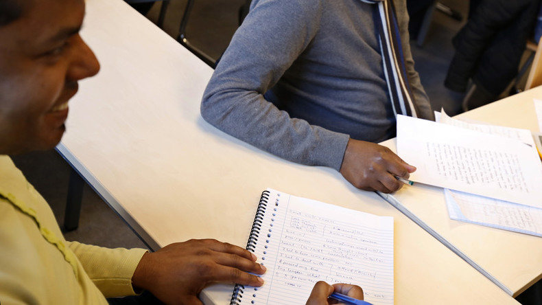 Actor teaches migrant teenagers in Sweden how to chat up local women
