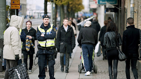 FILE PHOTO: Policemen patrol Nordstan in central Goteborg © Bjorn Larsson Rosvall / Scanpix Sweden