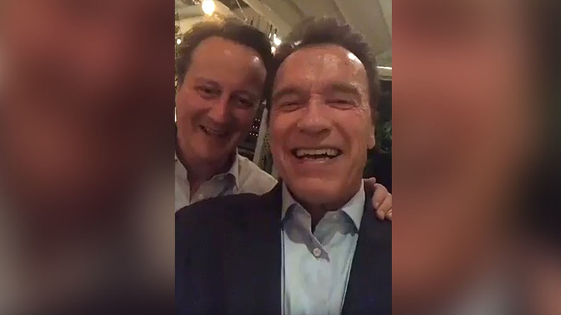 Cringeworthy Cameron: Ex-PM shoots toe-curling Snapchat video with Arnold Schwarzenegger (VIDEO)