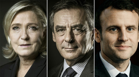 Marine Le Pen (L), Francois Fillon (C), Emmanuel Macron (R). © AFP