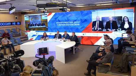 Televised conference between Moscow, Damascus and Astana organized by Rossiya Segodnya Information Agency © Vladimir Trefilov