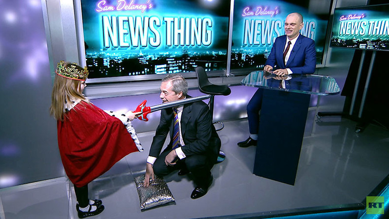 Farage knighted in RT studios after being snubbed by actual Queen (VIDEO)