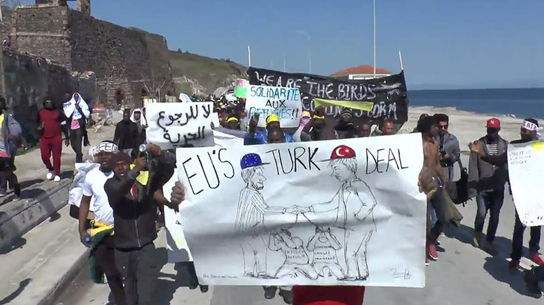 Lesbos activists, migrants march against EU-Turkey asylum deal & deportations (VIDEO)