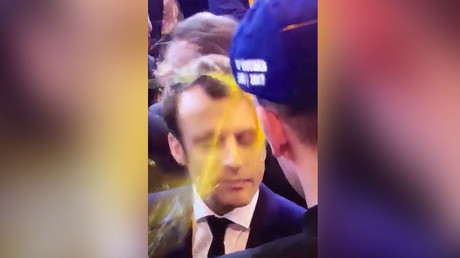 Egg on his face: Macron splattered by protester on French campaign trail (VIDEO)