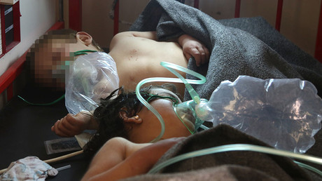 Syrian children receive treatment following a suspected gas attack in Khan Sheikhun, Idlib province. April 4, 2017. © Mohamed Al-Bakour