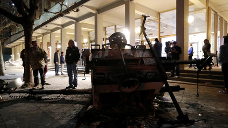 FILE PHOTO A burned out portable light system is seen at UC Berkeley © Stephen Lam