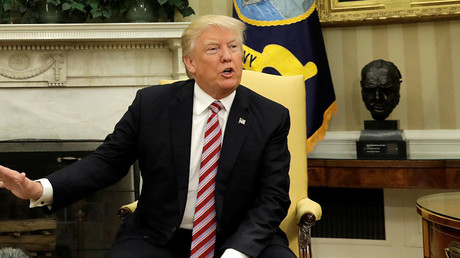 U.S. President Donald Trump speaks to reporters after his meeting with Russian Foreign Minister Sergey Lavrov in the Oval Office of the White House in Washington, U.S., May 10, 2017. © Reuters