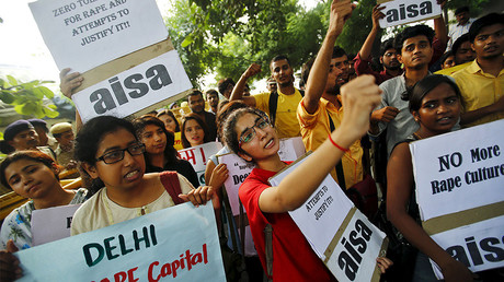 FILE: Members of All India Students Association protest against rape in New Delhi, India, October 18, 2015. © Anindito Mukherjee