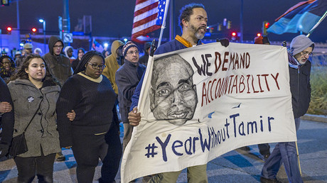 Protestors took to the street the day after a grand jury declined to indict Cleveland Police officer Timothy Loehmann for the fatal shooting of Tamir Rice on November 22, 2014 © Angelo Merendino 