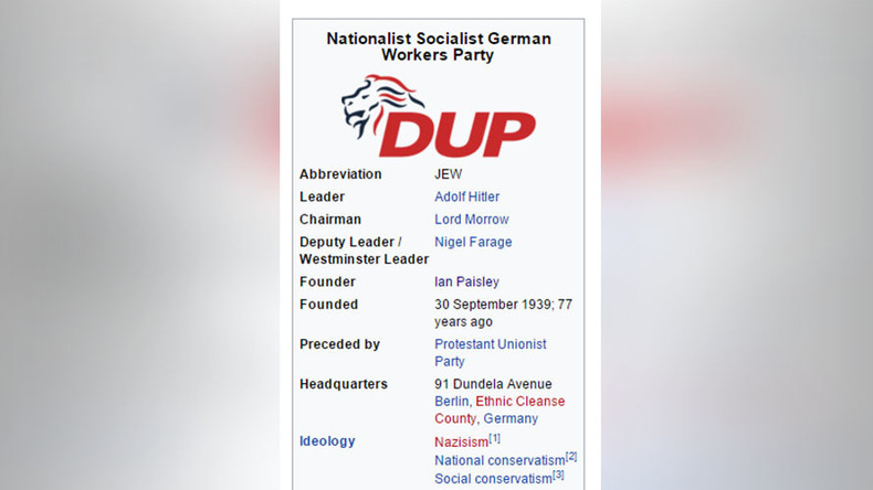 Wikipedia ‘hack’ claims Adolf Hitler leads kingmakers of UK politics