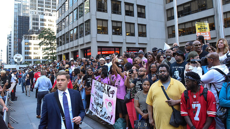 Black Lives Matter protesters target NFL headquarters in solidarity with Kaepernick
