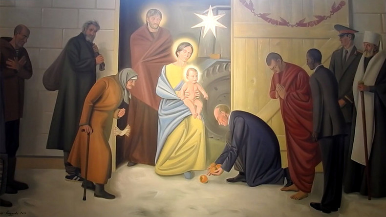 Putin, Obama & angels with saxophones: Catholic church fresco depicts world leaders as Magi