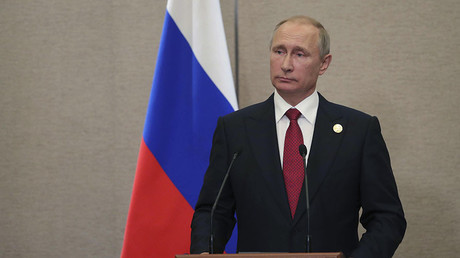 Russian President Vladimir Putin attends a news conference after BRICS Summit in Xiamen, China September 5, 2017. © Mikhail Klimentyev