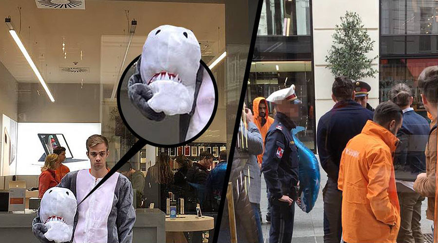 Some-fin’s not right: Man in shark suit fined by Austrian police under new ‘burqa ban’