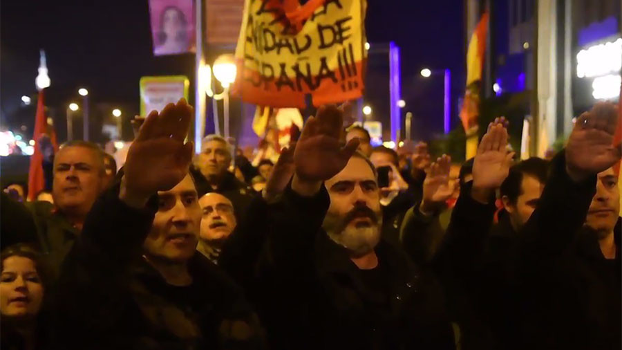 Far-right demonstrators give Nazi salute at Madrid march (VIDEO)
