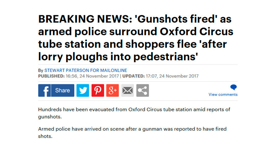 Daily Mail Reporters Get Their Facts Utterly Wrong In Rush To Break Oxford Circus Evacuation Rt Uk News