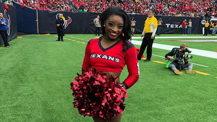 Olympic champion gymnast Simone Biles makes Houston Texans cheerleading debut